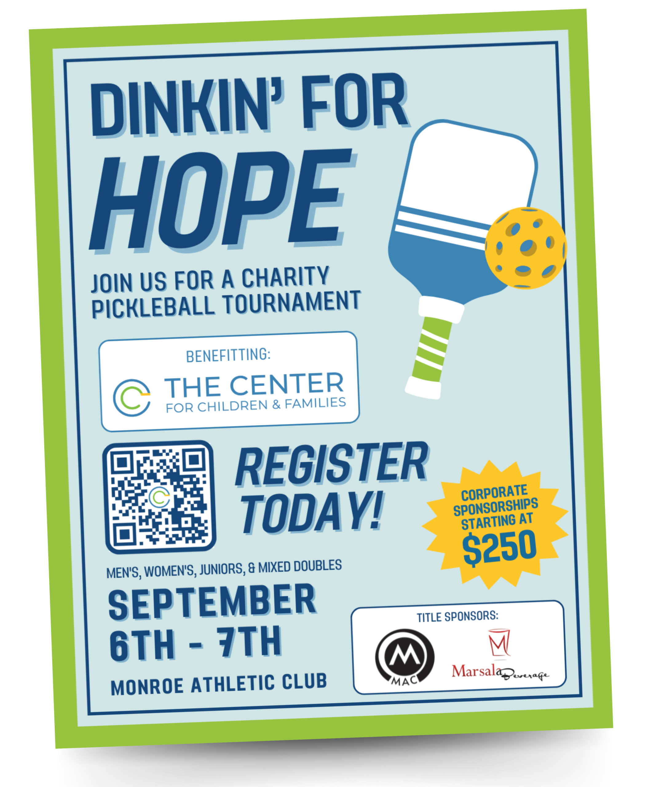Dinkin' for Hope Flyer Dinkin' for Hope Flyer